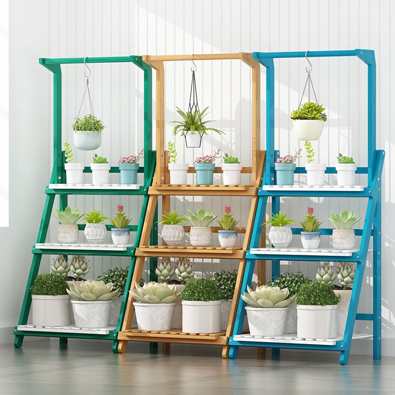 Flower Shelf Balcony Decoration Living Room Floor-to-ceiling Solid Wood ...