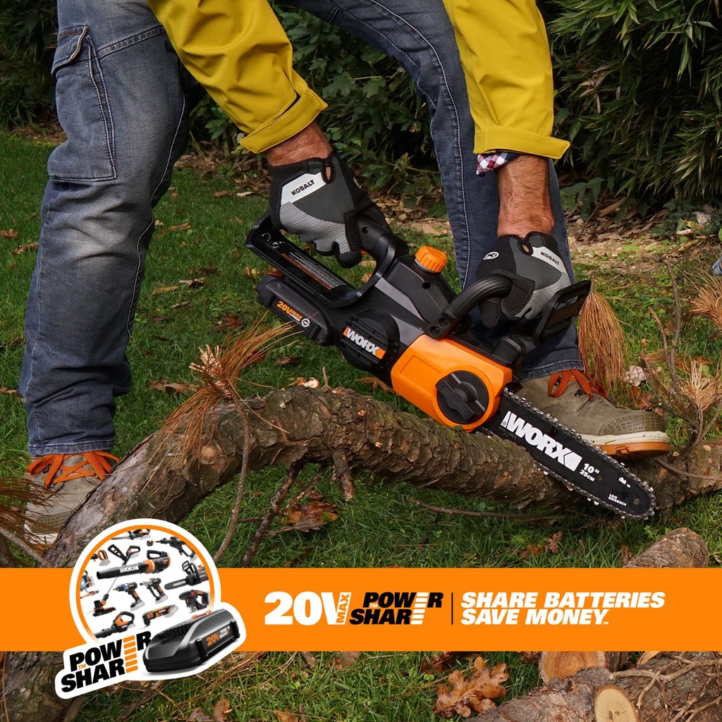 WORX WG322E POWERED ELECTRIC CORDLESS 25CM CHAINSAW 20V Rechargeable Li Ion Battery Woodworking Cutter Garden Tools Shopee Malaysia
