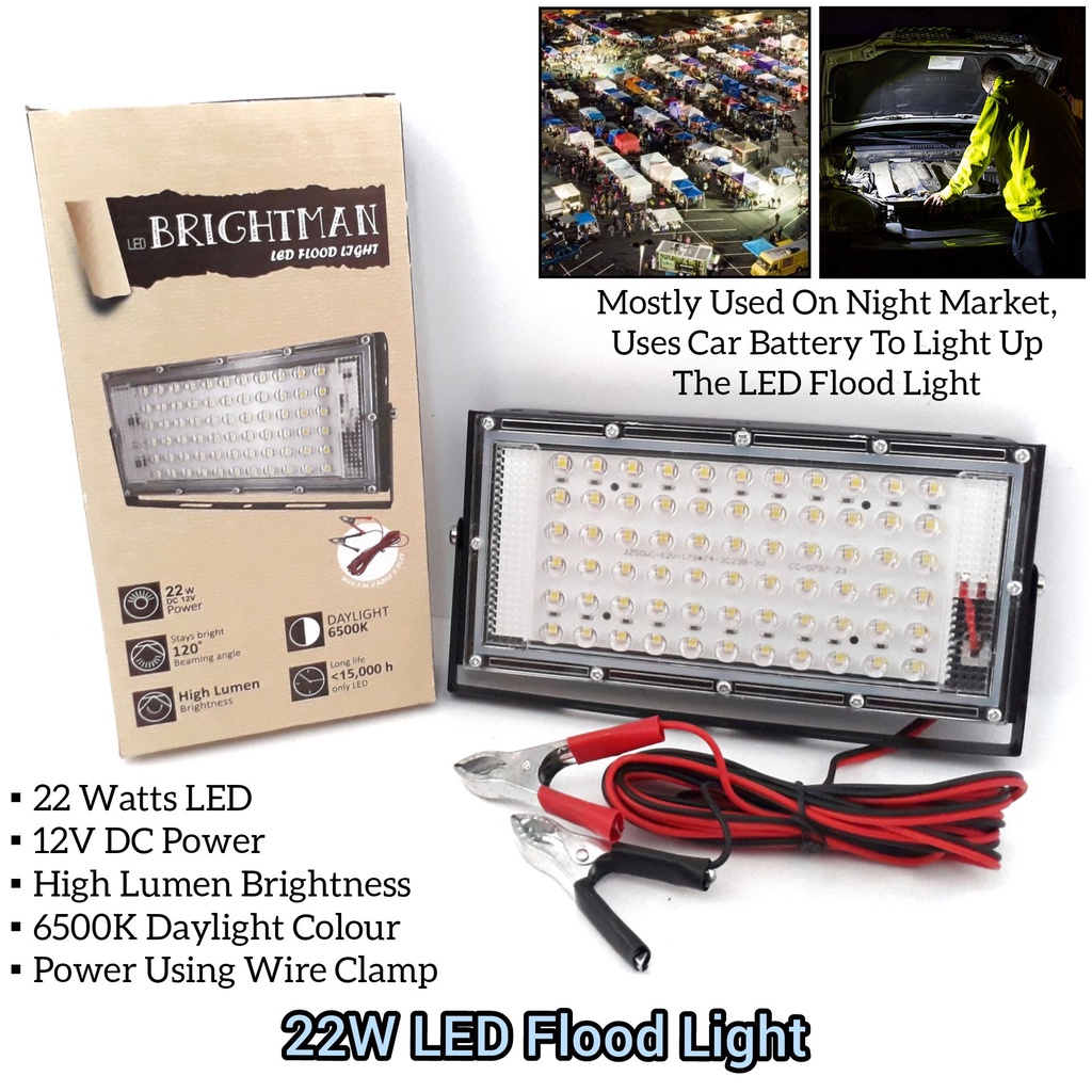 Strong Durable IP65 WEATHERPROOF 22W LED Flood Light DC 12V Battery For ...