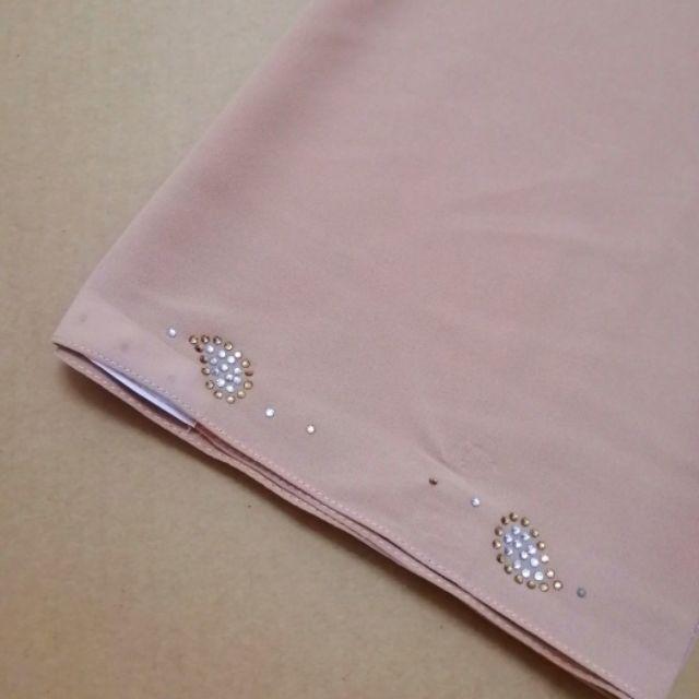 Ironless Instant Shawl Manik🔥🔥Premium Rhinestone chiffon soft lembut 🇲🇾