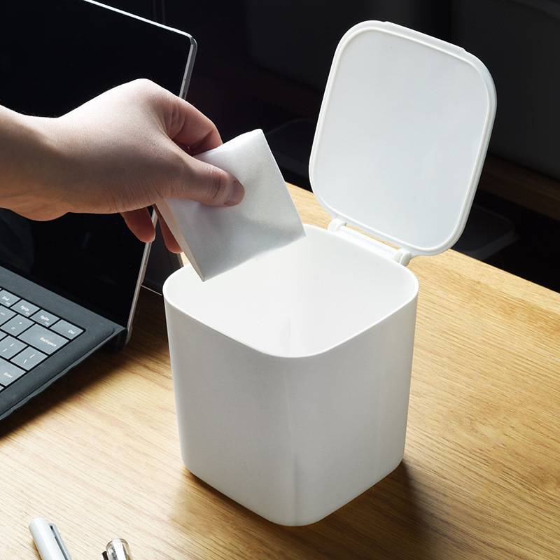 Japanese Simple Trash Can Desktop Storage Bin with Lid Household Mini ...
