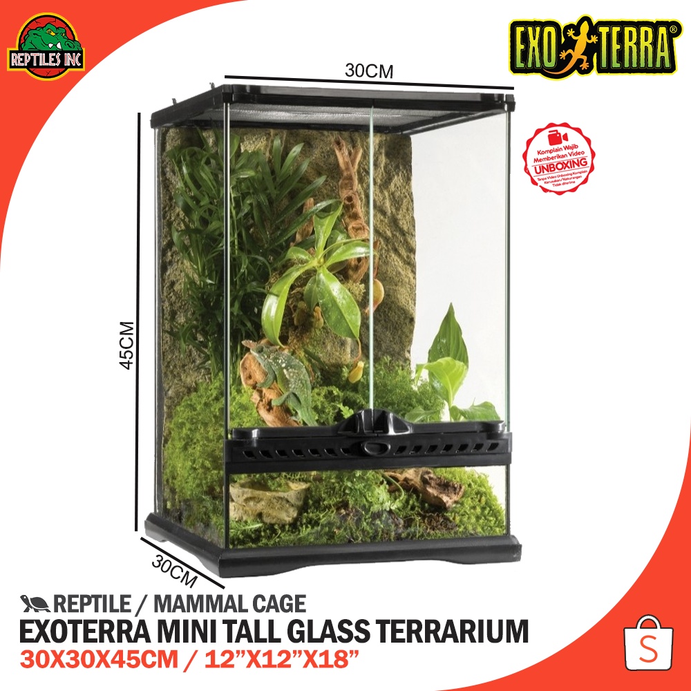 Exoterra Glass Terrarium 30X30X45/Gecko Reptile Aquarium Cage | Shopee ...