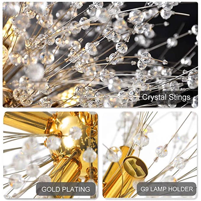 LED Firefly Pendant LightCrystal Chandelier Ceiling Light Fixture ...
