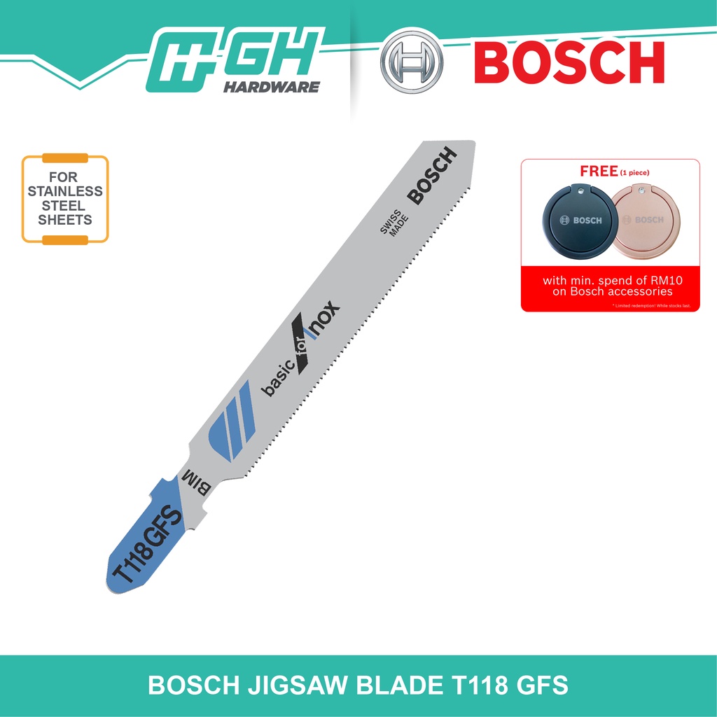 [ GH HARDWARE ] BOSCH T 118 GFS Basic For Stainless Steel Jigsaw Blade
