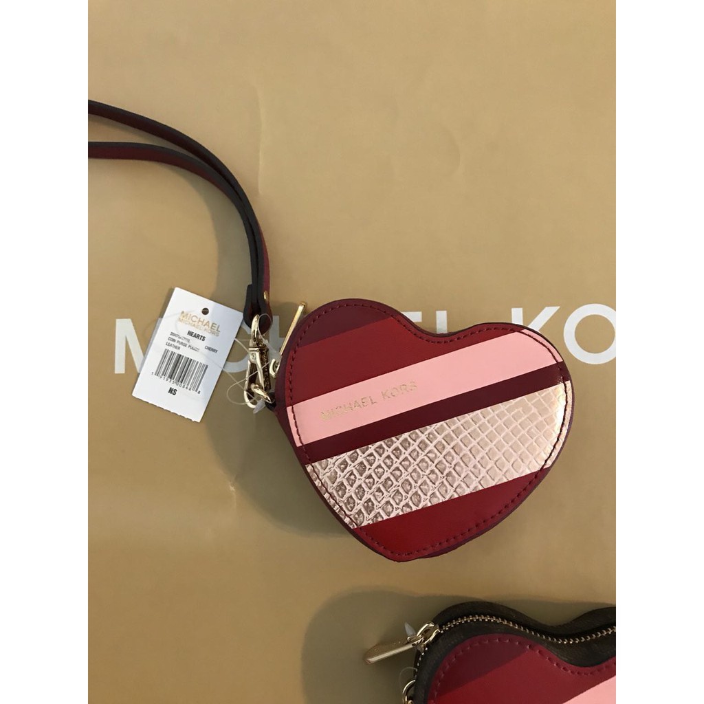 Michael Kors Hearts Coin Purse Pouch( Brown, Cherry) | Shopee Malaysia