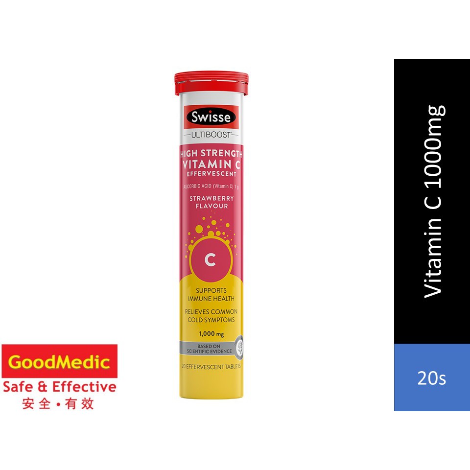 Swisse Ultiboost Vitamin C 1000mg Effervescent Tablet (strawberry flavour) (20s) Shopee Malaysia