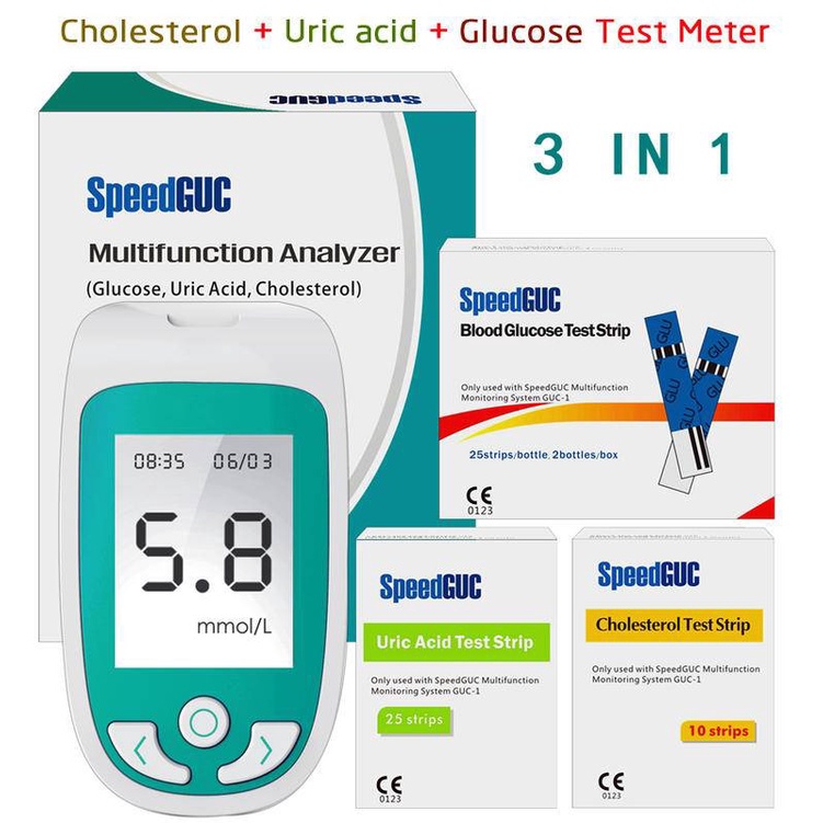 Cofoe 25pcs Uric Acid Test Monitor Set With 25pcs Uric Strips 25pcs Lancets  Gout Uric Acid Meter UA Test Kit