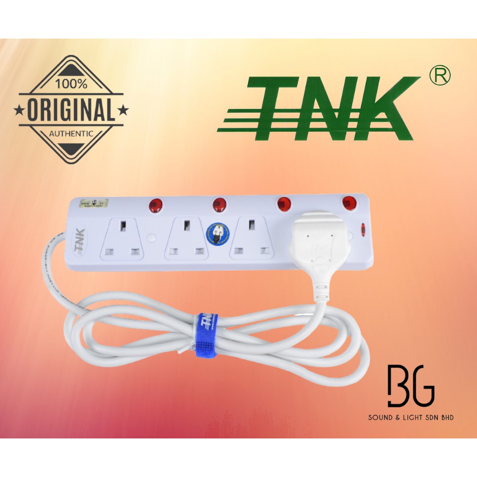 TNK 4 Gang Neon Trailing Socket with 3 Pin 13A Fuse Molded Plug 2 meter ...