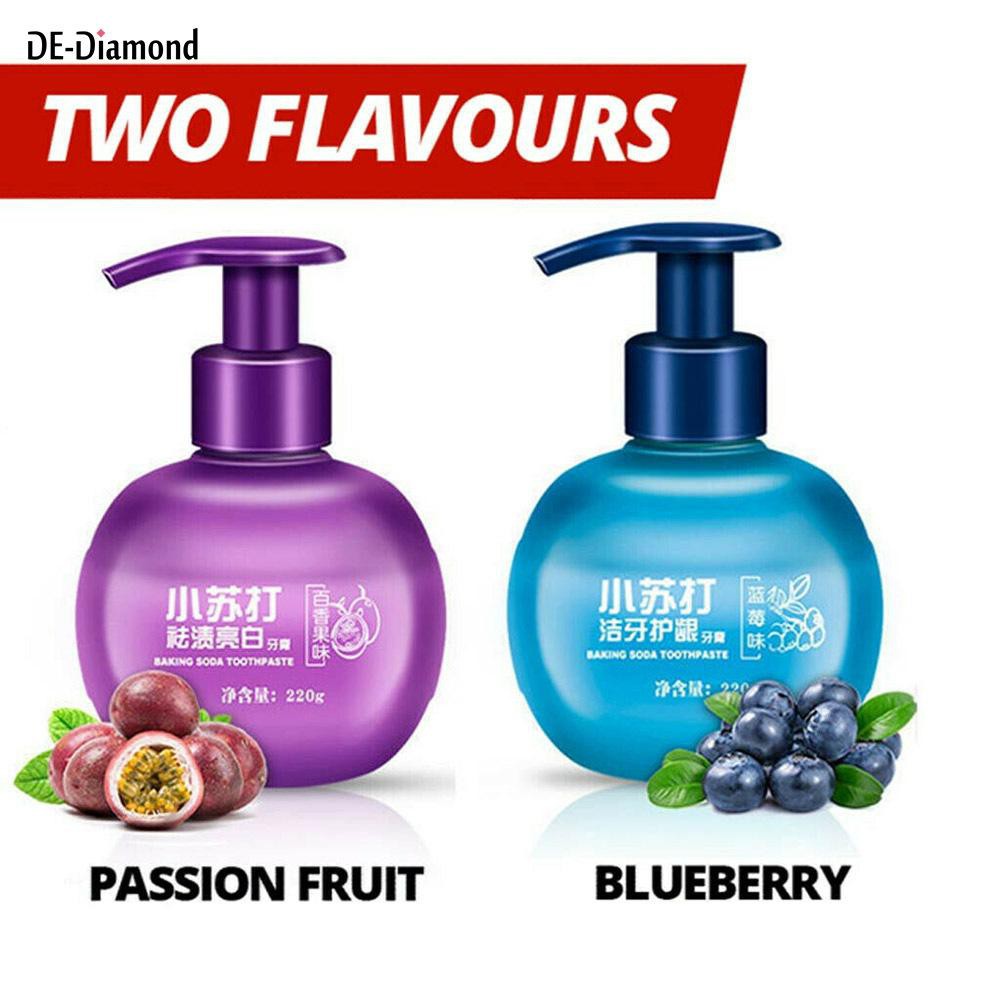 Original baking soda press pump toothpaste / pemutih gigi, 220gram