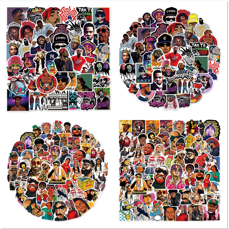 100/50/25/10PCS Hiphop Music Cool Rapper Waterproof Stickers For ...