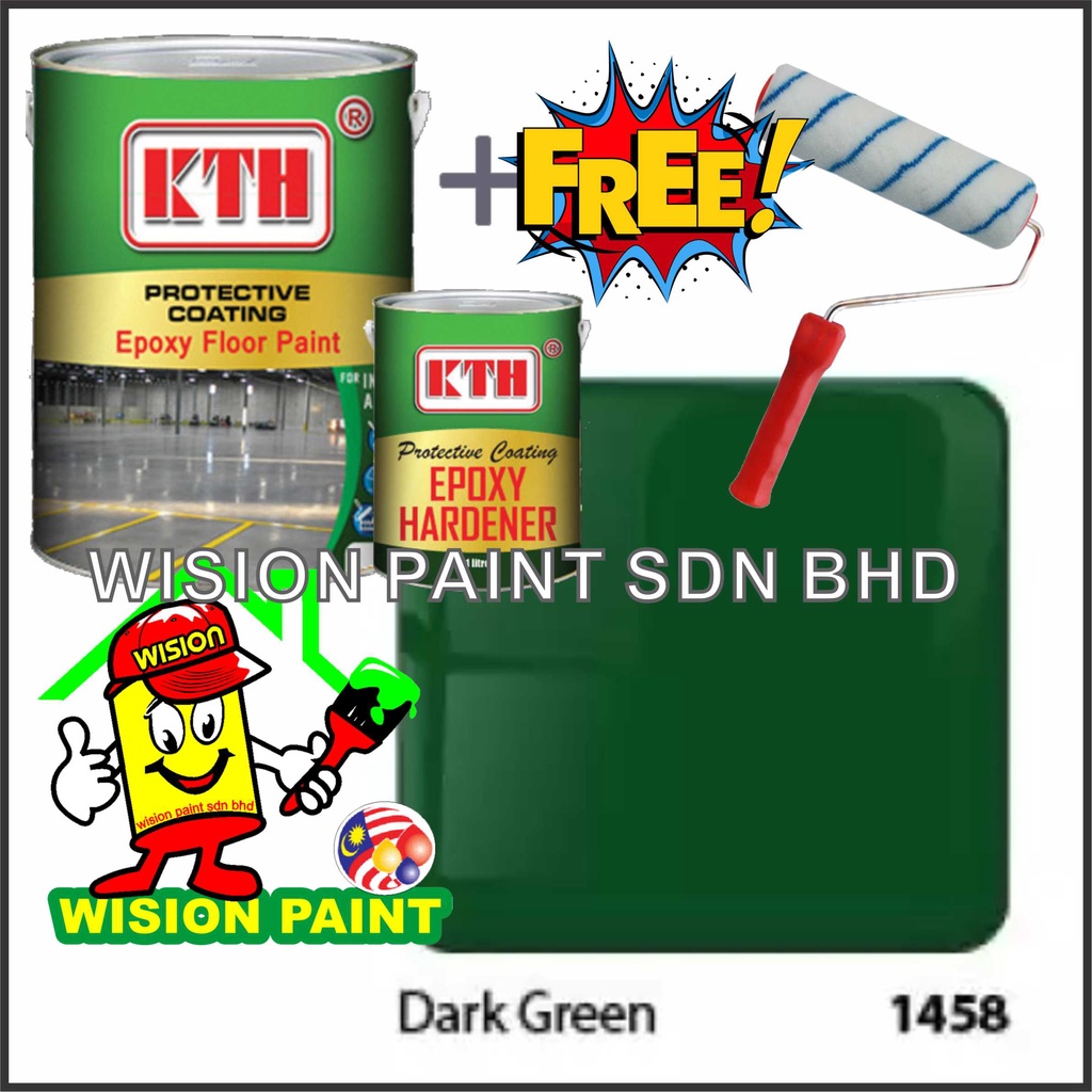 1458 DARK GREEN ( 5 LITER ) 5L kth epoxy floor paint / expoxy floor ...