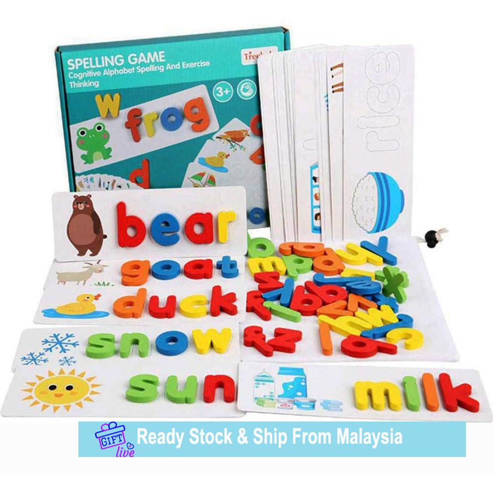 Matching And Spelling Game Alphabet Flashcards Wooden Letter Blocks ...