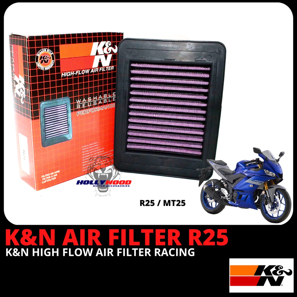 YAMAHA R25 MT25 K&N RACING AIR FILTER NO.1 AIR FLOW HIGH PERFORMANCE ...