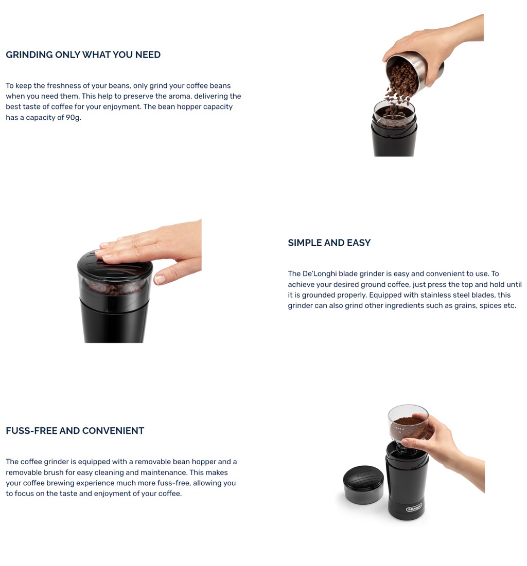 Delonghi 90g/12cups Coffee Grinder KG40 KG200 (Espresso Drip Filter