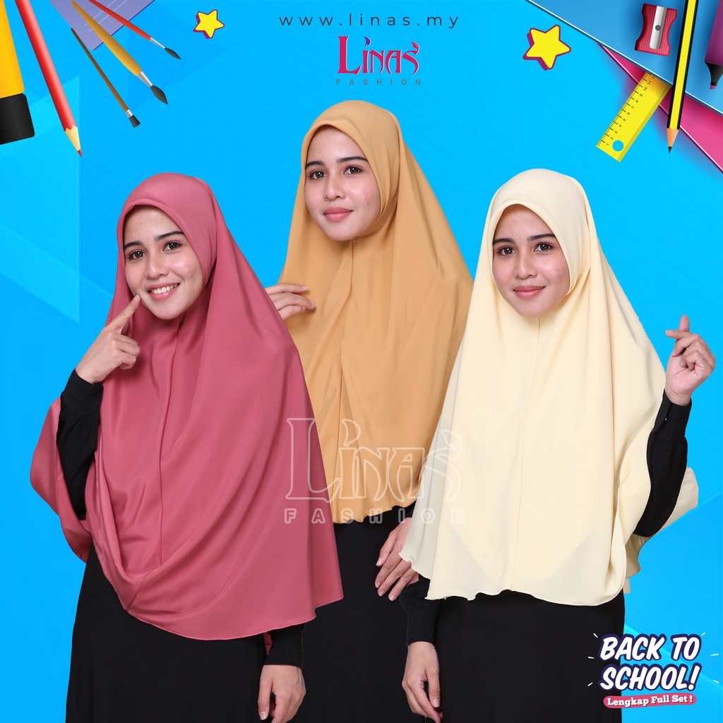 LINAS FASHION | TUDUNG LABUH SEKOLAH MADINAH VARIASI WARNA | UNIFORM ...