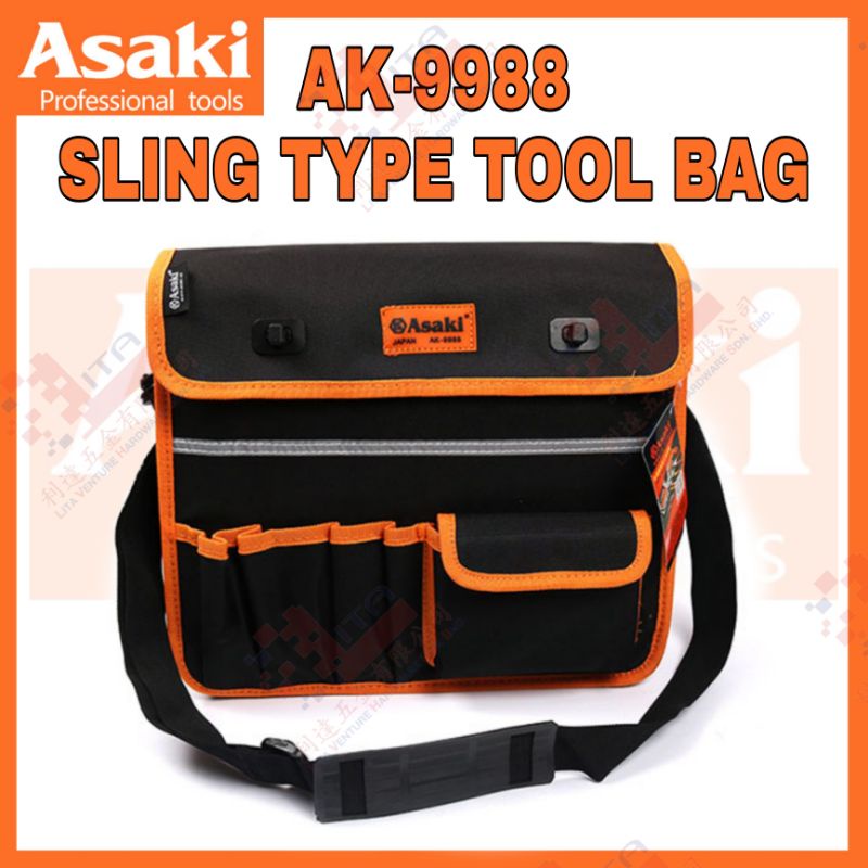 ASAKI JAPAN AK-9988 SLING TYPE TOOL BAG HEAVY DUTY SHOULDER TOOL