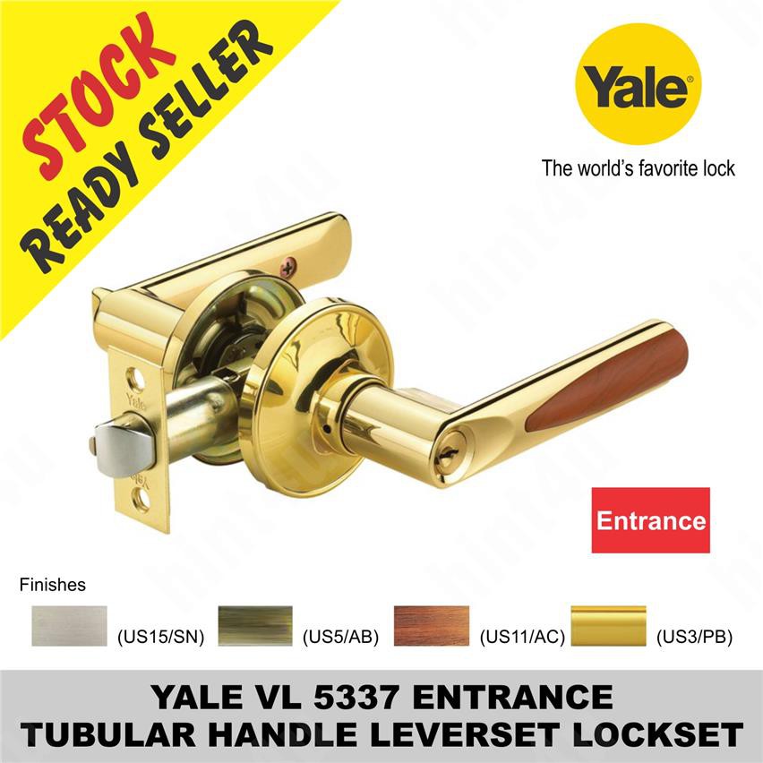 Yale Vl 5337 Entrance Tubular Handle Leverset Lockset Us5 Ab Shopee Malaysia 4221