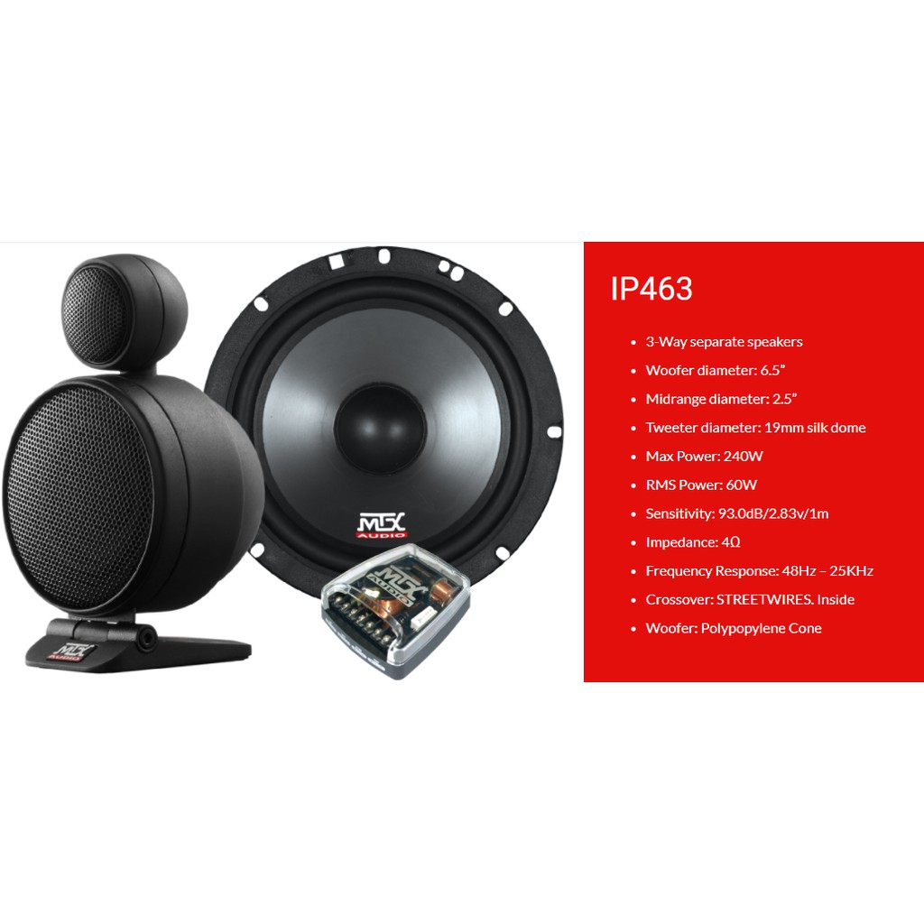 MTX Audio IP463 - 6.5inch 240 Watts Max Power 3-Way Image Pro