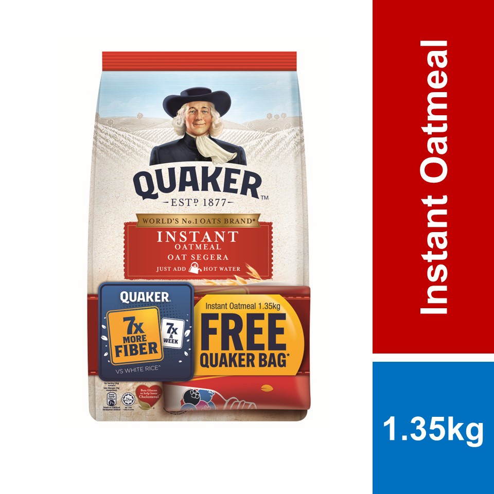 Quaker Instant Oats 1.35kg Free Bag | Shopee Malaysia