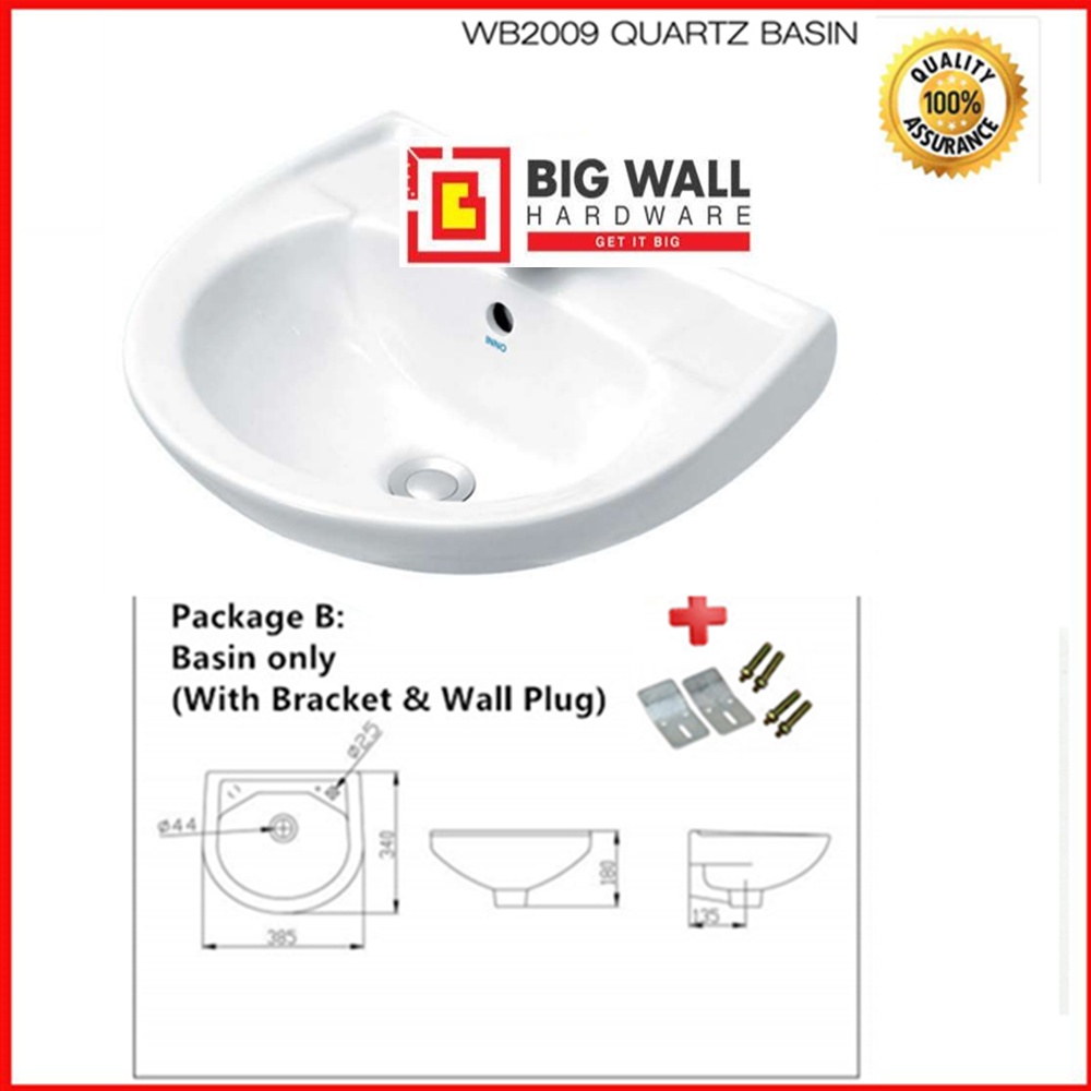 INNO WB2002/WB2009 / WB2001 Wall Hung Ceramic Basin/ SY 1826 Stainless ...