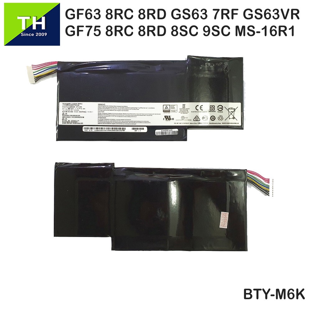 MSI GF63 GS63 GF75 BTY-M6K MS-16K3 Laptop Replacement Battery | Shopee ...