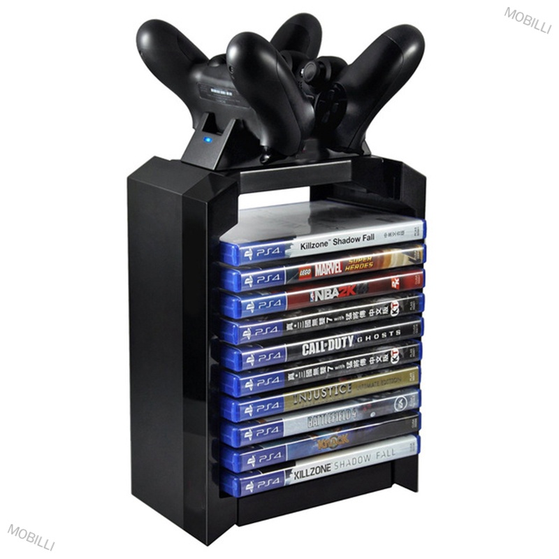 MOBILLI Game Disk Tower Vertical Stand for PS4 Dual Controller Charging ...