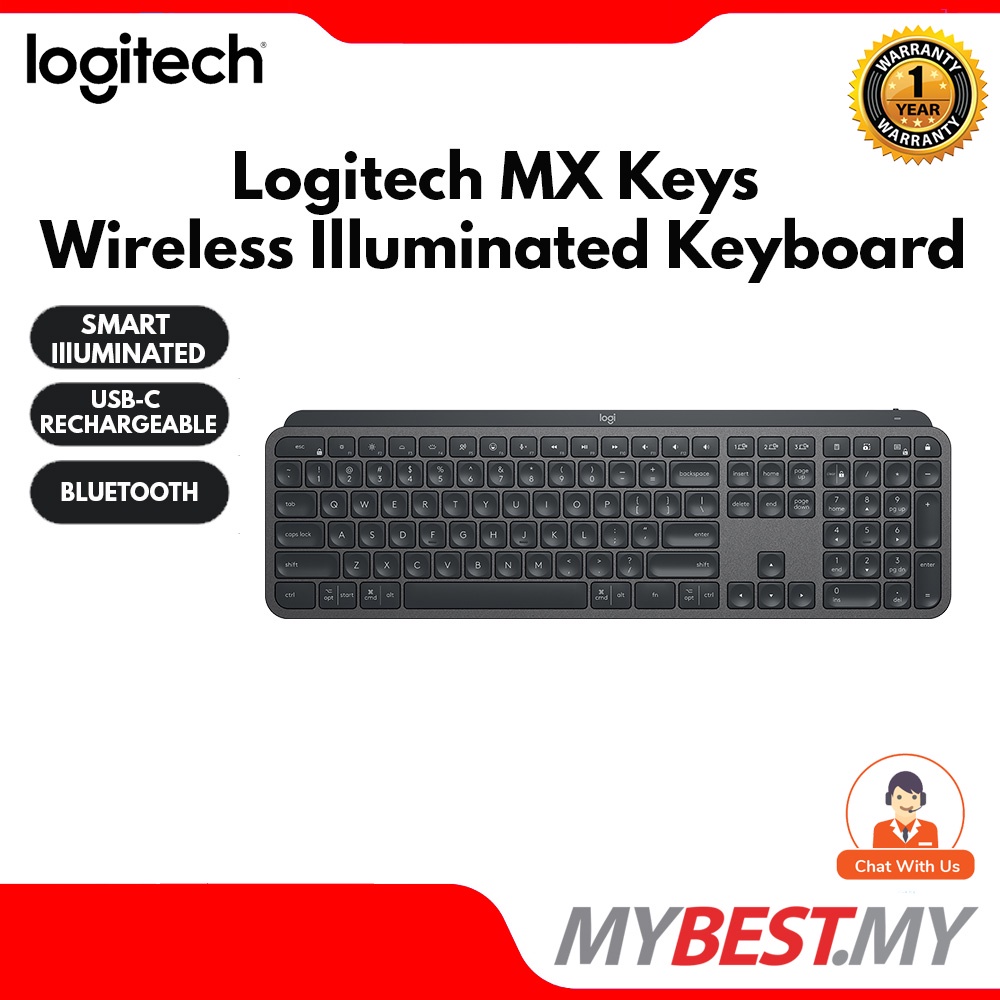 Logitech Mx Keys Advanced Wireless Illuminated Keyboard With Multi Os 