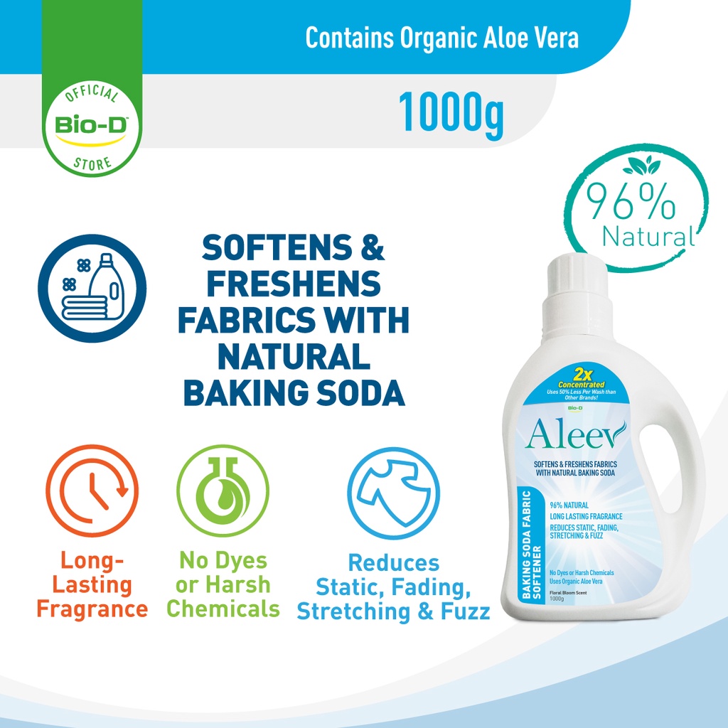 BioD Aleev Baking Soda Fabric Softener 1000g Floral Bloom Scent