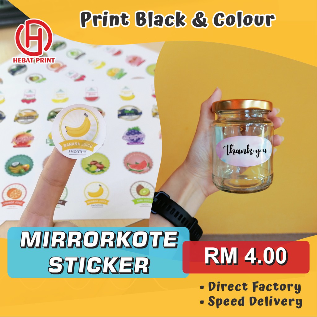 Customize Mirrorkote Sticker / Print Black And Colour / Print & Cut ...