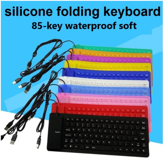 85 Keys Foldable Flexible Rollup Usb Wired Silicone Keyboard Water Resistant Washable For Pc 7466