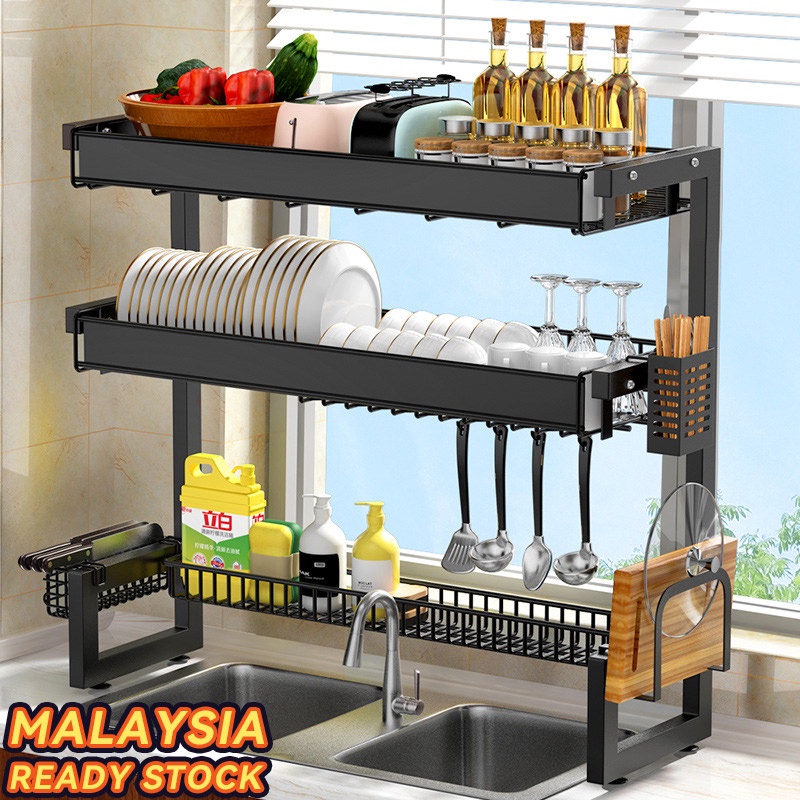 Kitchen Sink Dish Rack Stainless Steel Rak Sinki Dish Drainer Rak ...
