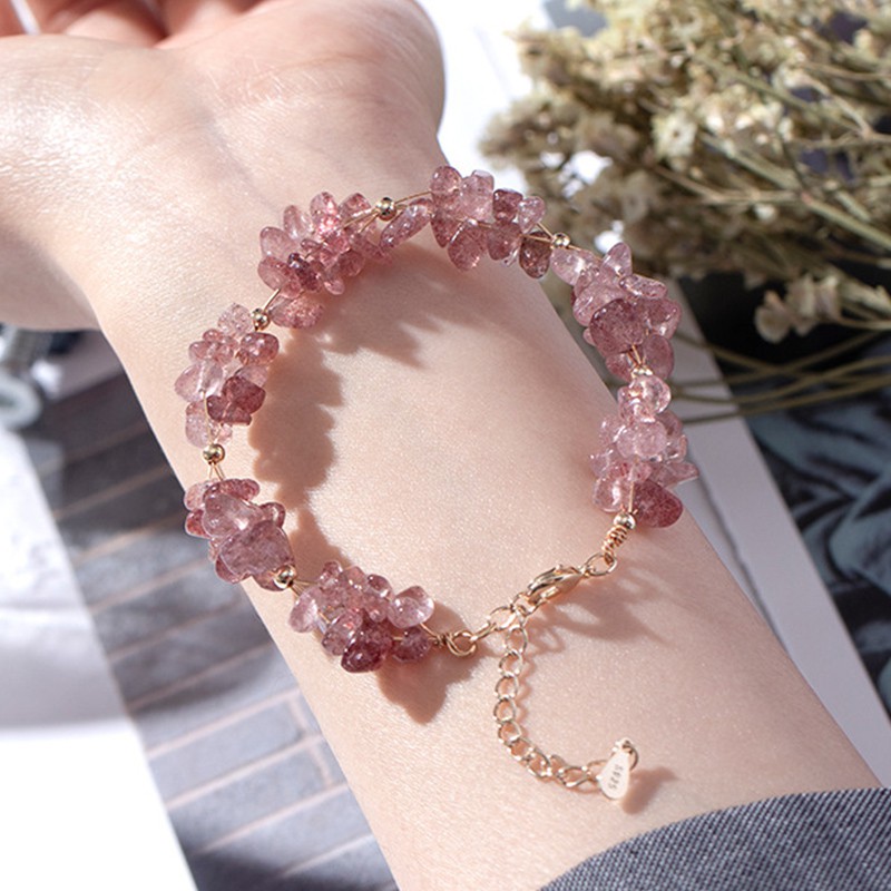 Natural stone strawberry crystal Original women bracelet fashion charms student bracelets
