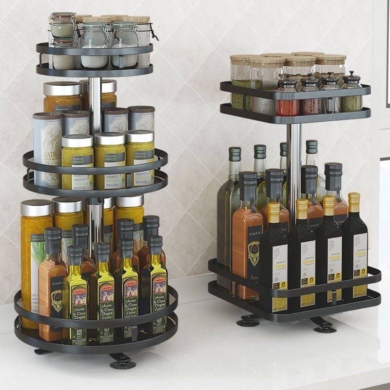 Rotary Seasoning Rack Kitchen Storage Rack Table Corner Seasoning ...