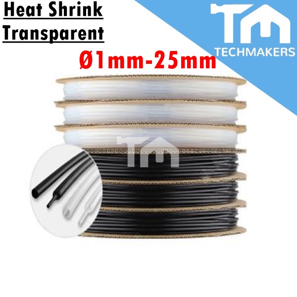 TRANSPARENT/CLEAR 1Meter Heat Shrink Heatshrink Tube Sleeve Sleeving Ø 1/2/3/4/5/6/7/8/10/12/14/15/16/18/20/22/25/28mm
