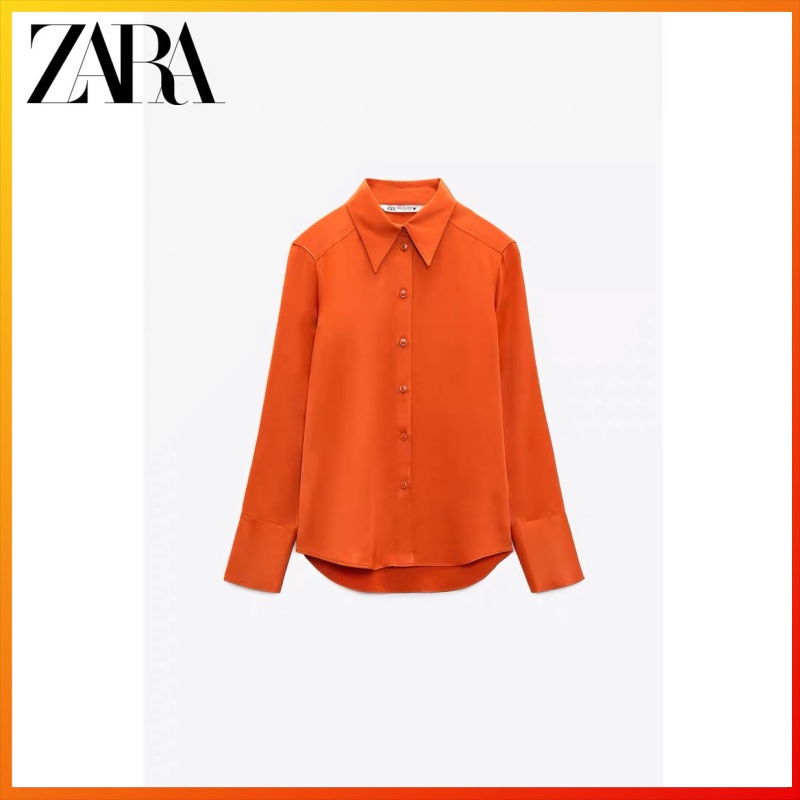 ZARA spring new women's 5color silk satin texture shirt Shopee Malaysia