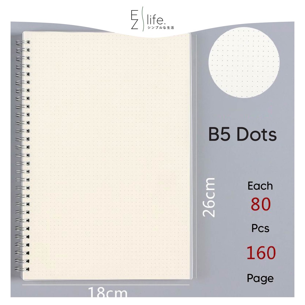 BUY 35-7 EzLife B5 A5 A6 160 Pages Blank Grid Line Matte Cover Notebook ...