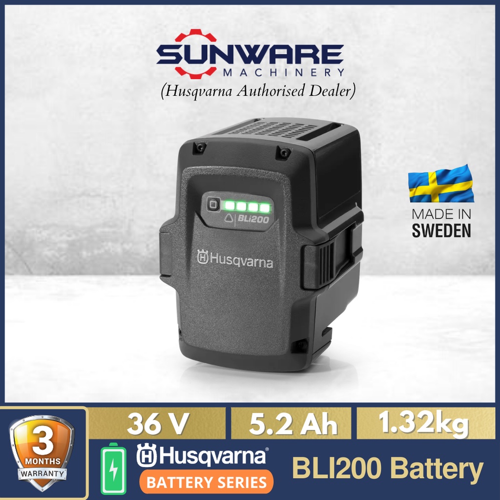 [PRO BATTERY SERIES] HUSQVARNA Battery Bli200 (36V - 5.2Ah) | Shopee ...