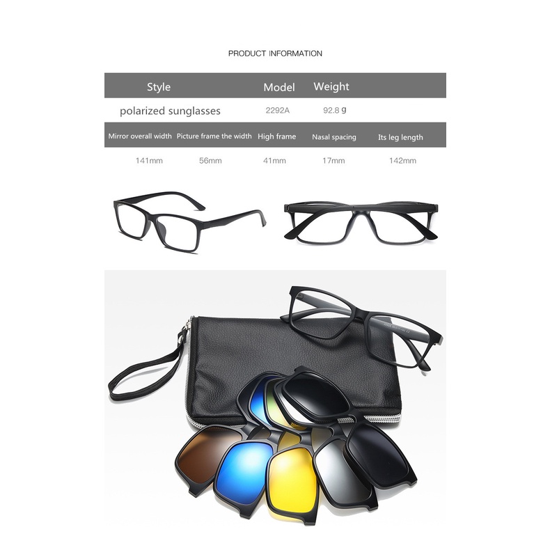 2022 New 6 in 1sunglasses cover mirror TR myopia frame full