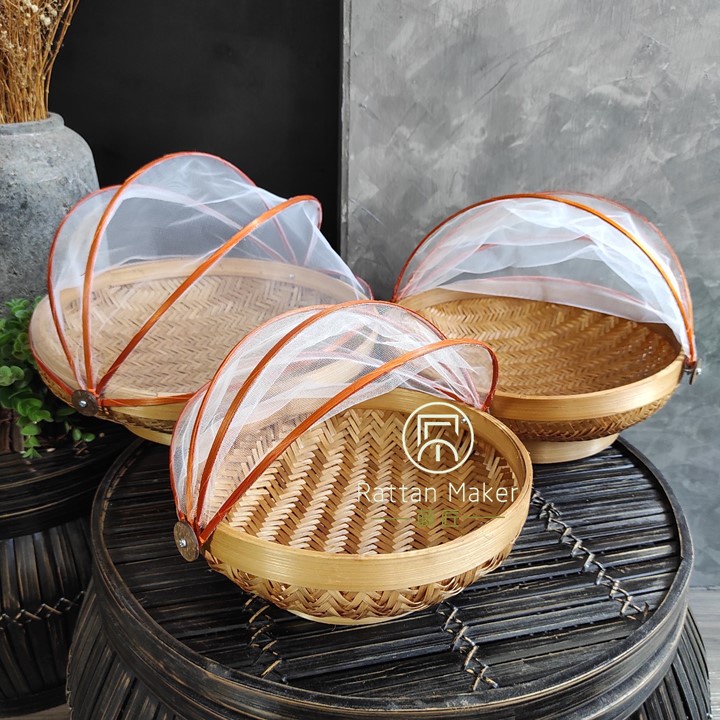 [Circle & White Net] Bamboo Food Cover Dulang Net Kitchenware Tampi