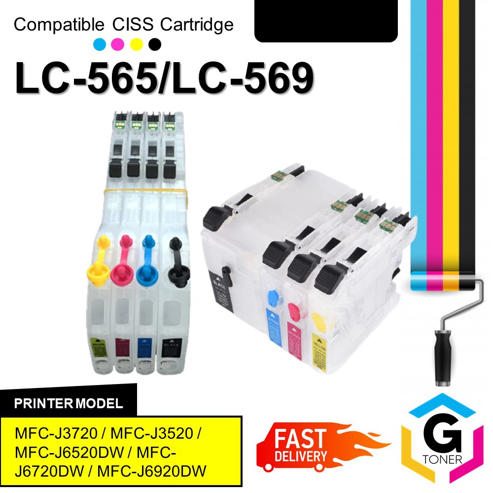 Compatible LC565/569 CMYK Long & Short CISS Refillable Ink Cartridge ...