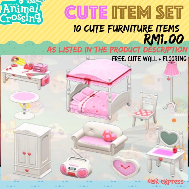 Animal Crossing [SET] Cute Furniture set 10 items 🎁with Free Gifts