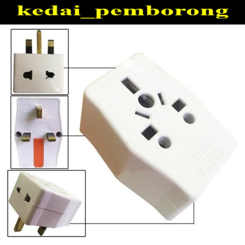 wholeseller price harga pemborong 13a 3pin multi adaptor plug | Shopee ...