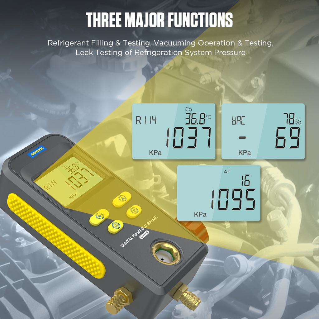 AUTOOL LM110 Car Air Conditioner Digital Manifold Gauge Gas Aircond ...