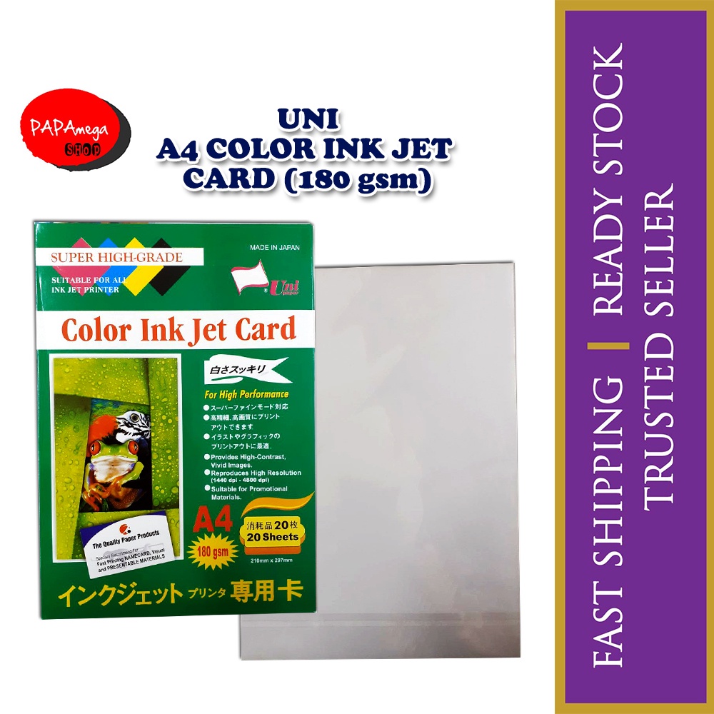 UNI A4 COLOR INK JET CARD (180gsm) Shopee Malaysia