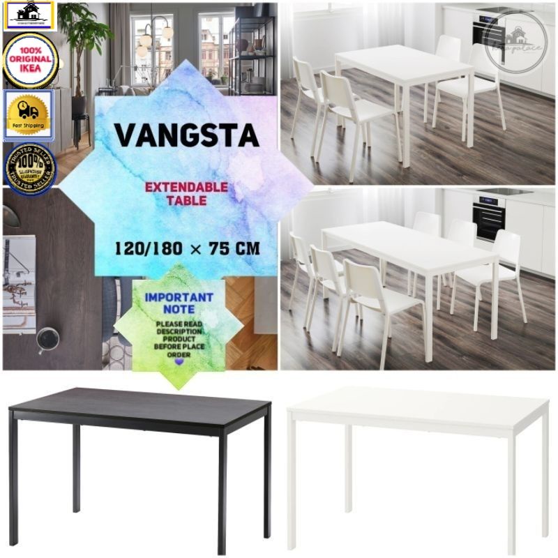 Ikea meja makan boleh laras VANGSTA 120 180 75 cm Shopee