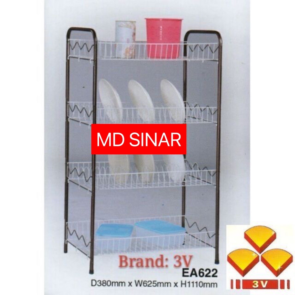 MD SINAR 3v 4 layer Epoxy metal Dish Rack/plate rack /4 tingkat rak ...