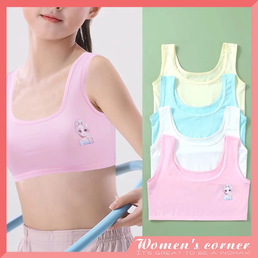 WM Teenage Girl Cartoon Training Bra Soft Cotton Prevent Nipple ...