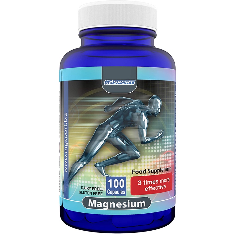 100 Capsules, MgSport High Absorption Magnesium for Leg Cramps and Sore