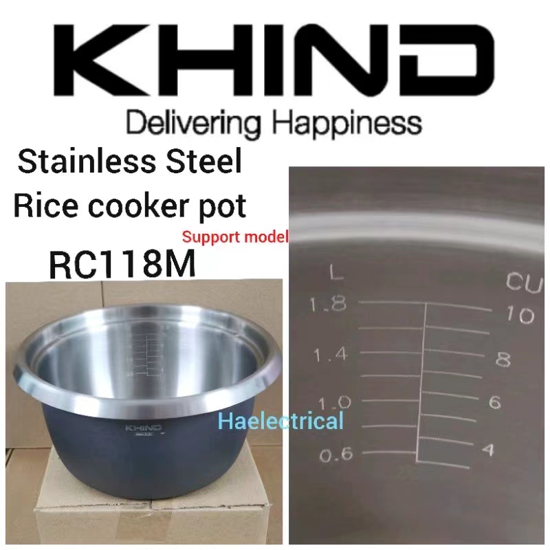 Khind RC118M Rice Cooker Stainless Steel POT RC118M (1.8L) | Shopee ...