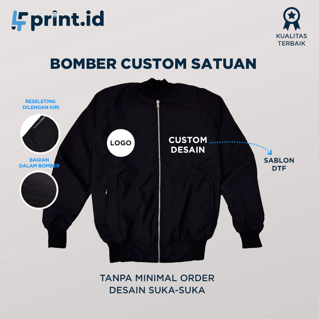 Custom JACKET BOMBER JACKET Screen Printing Free Screen Printing DTF JAKER CUSTOM BOMBER Unit